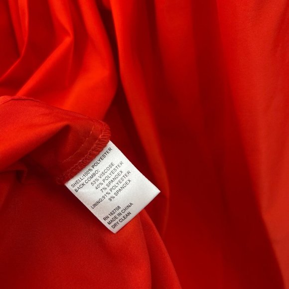 LDT Dress Red Maxi Puff Sleeve Waist Tie Pleated A-Line Back Zip NWOT Size 12 - Picture 7 of 8